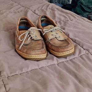 Size 9 mens tan Sperry boat shoes